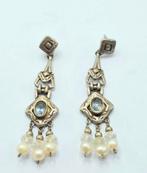 Zilveren Oorbellen Aquamarijn en Parels, Verzenden, ., Zo goed als nieuw, .