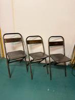 Ijzeren retro klapstoelen, Huis en Inrichting, Stoelen, Ophalen of Verzenden, Zo goed als nieuw, Zwart