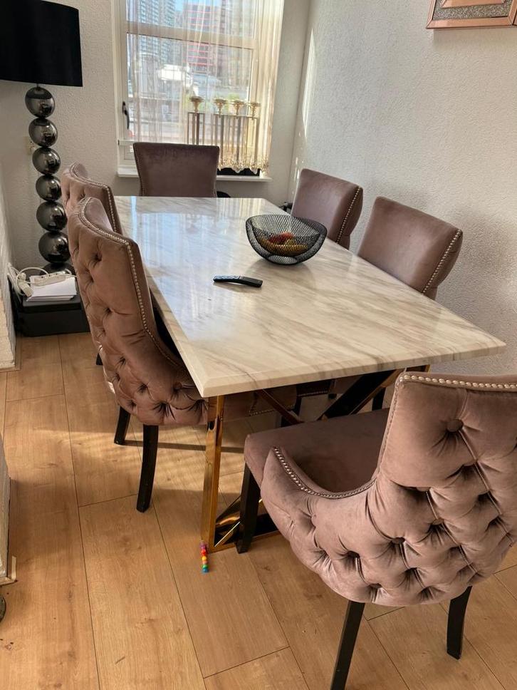 Elegante Eetkamertafel met 6 Stoelen, Huis en Inrichting, Tafels | Eettafels, Zo goed als nieuw, 100 tot 150 cm, 150 tot 200 cm