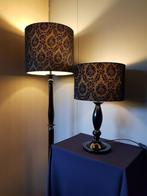 Set: zwarte vloerlamp en tafellamp met barok motief, Ophalen, Hout, Gebruikt, Barok