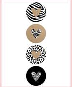 Sluitstickers jungle hearts per 4 stickers, Verzenden, Zo goed als nieuw, Meerdere stickers