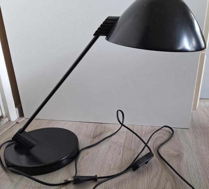 Zwart metalen bureaulamp, tafellamp vintage, Huis en Inrichting, Lampen | Tafellampen, Gebruikt, Minder dan 50 cm, Ophalen
