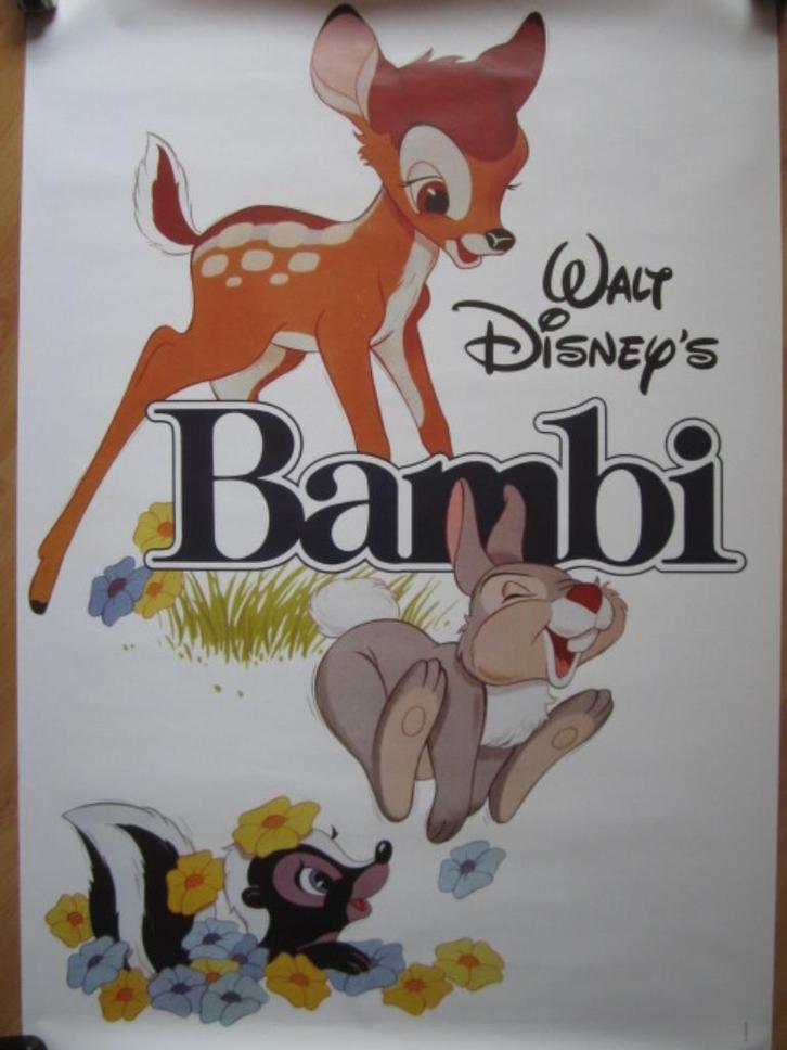 Grote Poster Disney Bambi, Verzamelen, Disney, Zo goed als nieuw, Plaatje of Poster, Overige figuren, Ophalen of Verzenden