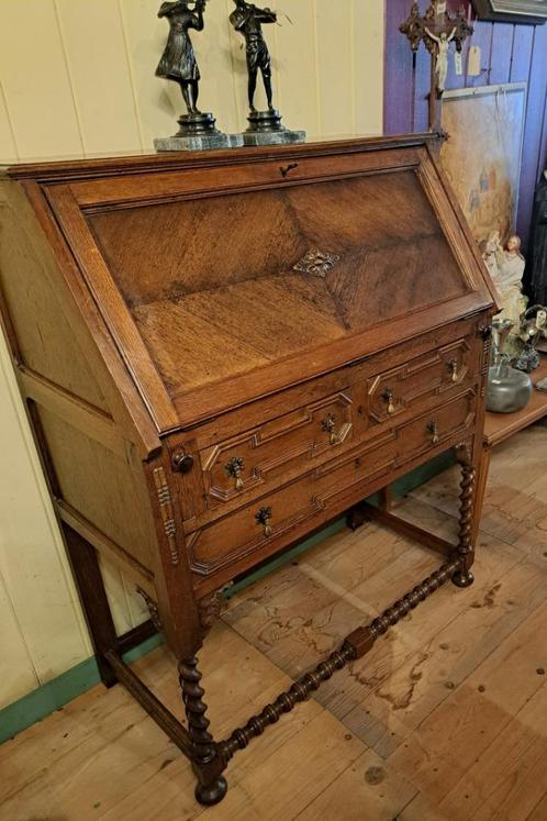 Antiek bureau secretaire 115 cm hoog 93 cm breed 48 cm diep, Antiek en Kunst, Curiosa en Brocante, Ophalen