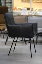 3 luxe eetkamerstoelen SANNE Jess Design leer Dark Grey, Drie, Metaal, Zo goed als nieuw, Ophalen