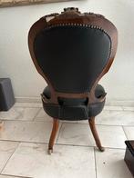 Antiek Biedermeier Fauteuil met Lederen Bekleding, Ophalen of Verzenden