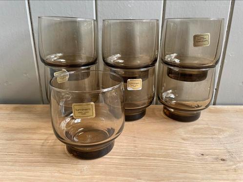 Vintage Luminarc rookglas waterglazen 1970s Fumé BP, Verzamelen, Glas en Borrelglaasjes, Gebruikt, Waterglas, Ophalen of Verzenden