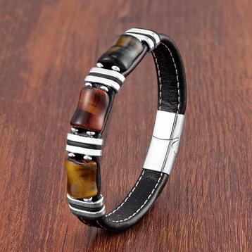 Leren Armband Met Tijgeroog / Heren Dames beschikbaar voor biedingen