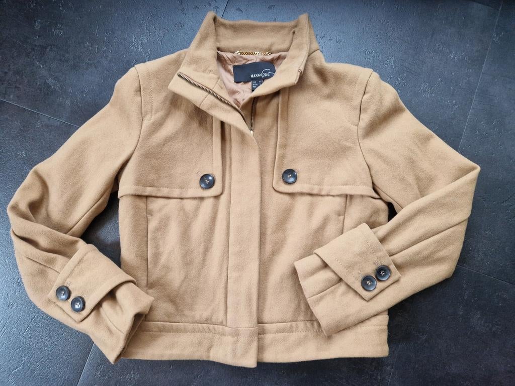 Korte jas van Mango camel maat S/M, Kleding | Dames, Jassen | Zomer, Maat 38/40 (M), Bruin, Ophalen of Verzenden