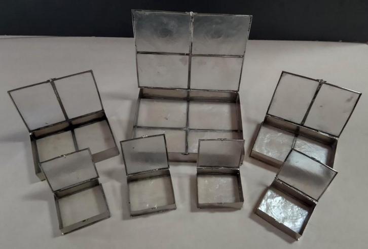 bijouteriedoos parelmoer - box in box in box - uniek, Sieraden, Tassen en Uiterlijk, Beautycases, Zo goed als nieuw, Overige kleuren