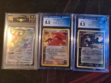 3 graded pokemon kaarten Groudon, Greninja en Arceus