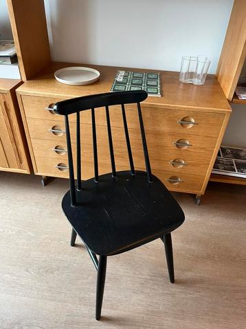 Originele Fanett stoel Ilmari Tapiovaara 1950s, zwart gelakt beschikbaar voor biedingen