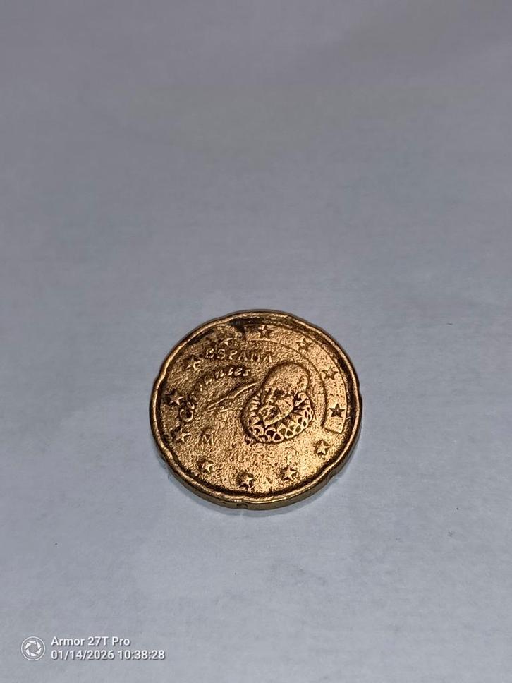 20 Eurocent Spanje - Zeldzame Error Munt Geen Datum, Postzegels en Munten, Munten | België, Losse munt, Brons, Ophalen of Verzenden