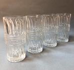 Vier vintage glazen van geperst glas, jaren ‘70, Verzamelen, Glas en Borrelglaasjes, Ophalen of Verzenden, Zo goed als nieuw