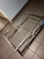 Salontafel. Metalen frame met stevige glasplaat (130x80), Ophalen, 50 tot 75 cm, Zo goed als nieuw, Glas