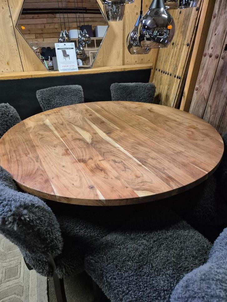 Ronde teak/arcasia tafel 150cm, Huis en Inrichting, Tafelonderdelen, Nieuw, 100 tot 150 cm, 100 tot 150 cm, Rond, Teakhout, Overige houtsoorten