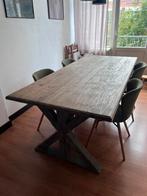 Massief houten eettafel, Ophalen, Gebruikt, 100 tot 150 cm, Vierkant