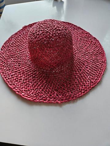Roze rode hoed van stro maat 57
