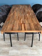 Compacte Houten Eettafel met Aluminium Poten, Huis en Inrichting, Tafels | Eettafels, Ophalen, 100 tot 150 cm, Zo goed als nieuw