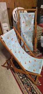 Vintage Jaren 60 Strandstoelen Set, Tuin en Terras, Ophalen of Verzenden, Gebruikt, Hout, Inklapbaar