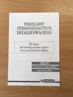 Prijslijst  Nissan   Personen & Bedrijfsauto's    1987    NL, Boeken, Auto's | Folders en Tijdschriften, Nieuw, Nissan, Ophalen of Verzenden
