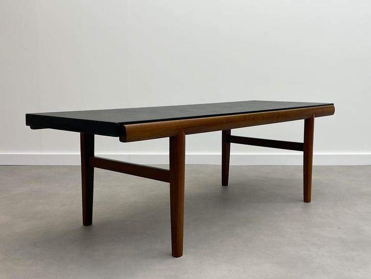 Vintage teakhouten salontafel, Huis en Inrichting, Tafels | Salontafels, Gebruikt, Minder dan 50 cm, 50 tot 100 cm, 100 tot 150 cm