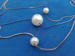 Vintage 3 laagse vintage floating parel ketting SIZE: 45/50C, Overige materialen, Verstelbaar, Verzenden, Wit
