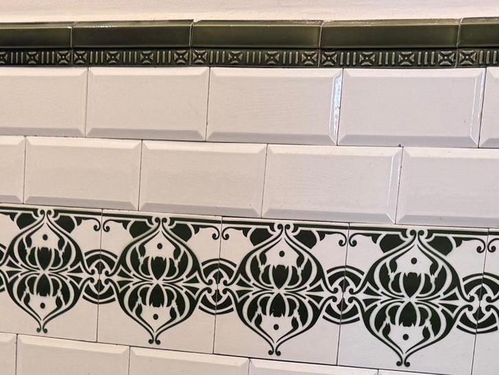 Art Nouveau lambrisering., Doe-het-zelf en Verbouw, Tegels, Gebruikt, Vloertegels, Keramiek, Minder dan 20 cm, Minder dan 20 cm