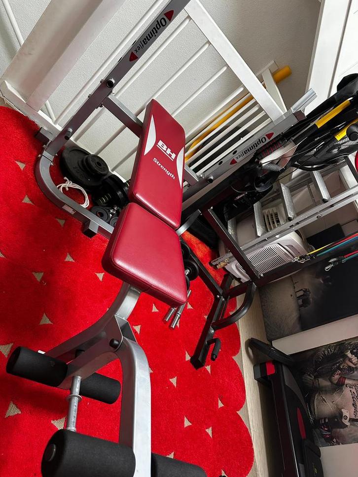 Opklapbare gewichtenbank met beensteun - BH Strength, Sport en Fitness, Fitnessapparatuur, Gebruikt, Metaal, Ophalen of Verzenden
