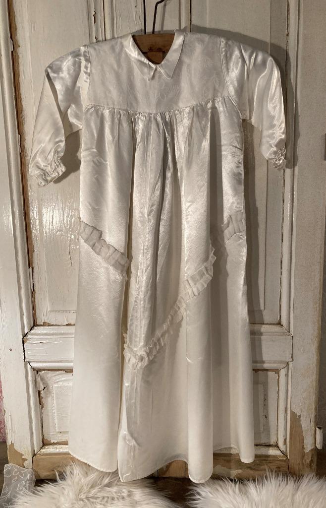 Brocante oud doopjurkje met mutsje en doopsprei / ecru, Kinderen en Baby's, Babykleding | Overige, Gebruikt, Jongetje of Meisje