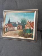 schilderij Dorpsgezicht, Antiek en Kunst, Kunst | Schilderijen | Klassiek, Ophalen of Verzenden