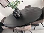 Zwarte Mangohout Eettafel Ovaal 200x110 Spinpoot en 6 stoele, Huis en Inrichting, Ophalen, Gebruikt, 100 tot 150 cm, 200 cm of meer