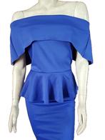 SALES! Elegante kobalblauw peplum midi jurk maat M - 38, Kleding | Dames, Jurken, Nieuw, Blauw, Maat 38/40 (M), Ophalen of Verzenden