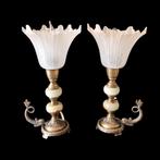 PER STUK! 2 vintage messing / onyx schemerlampjes, Antiek en Kunst, Antiek | Lampen, Ophalen of Verzenden