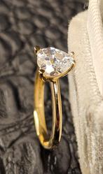 Prachtige 14k gouden ring mat hart zirkonia steen, Nieuw, Ophalen of Verzenden, 17 tot 18, Dame