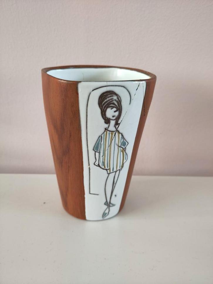 Vintage Keramiek Aalten & Couzijn Vaasje, Huis en Inrichting, Woonaccessoires | Vazen, Gebruikt, Overige kleuren, Minder dan 50 cm