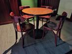 Cafe tafel met 4 stoelen mahoniekleur, Ophalen, Gebruikt, Rechthoekig, 50 tot 100 cm