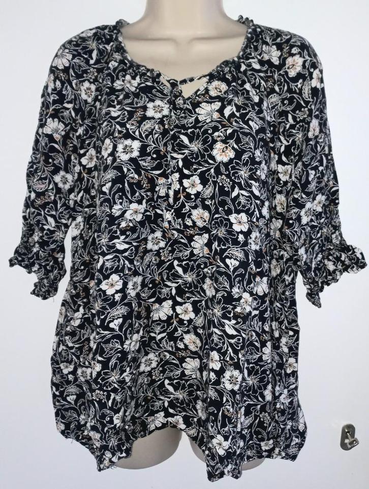 Gémo blouse maat 46, Kleding | Dames, Grote Maten, Zo goed als nieuw, Blouse of Tuniek, Zwart, Ophalen of Verzenden