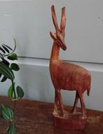Vintage teakhouten hert - antilope - gazelle - houtsnijwerk, Ophalen of Verzenden