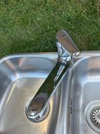 Dubbele spoelbak RVS met grohe keuken kraan., Huis en Inrichting, Ophalen, Minder dan 50 cm, Gebruikt, Minder dan 100 cm