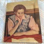 Schilderij van Lezende Vrouw door L. Treport, Antiek en Kunst, Kunst | Schilderijen | Klassiek, Ophalen of Verzenden