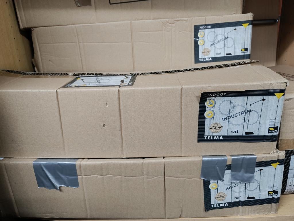 Grote partij industriële lampen / verlichting, Huis en Inrichting, Lampen | Hanglampen, Ophalen of Verzenden, Nieuw, Hout, Minder dan 50 cm
