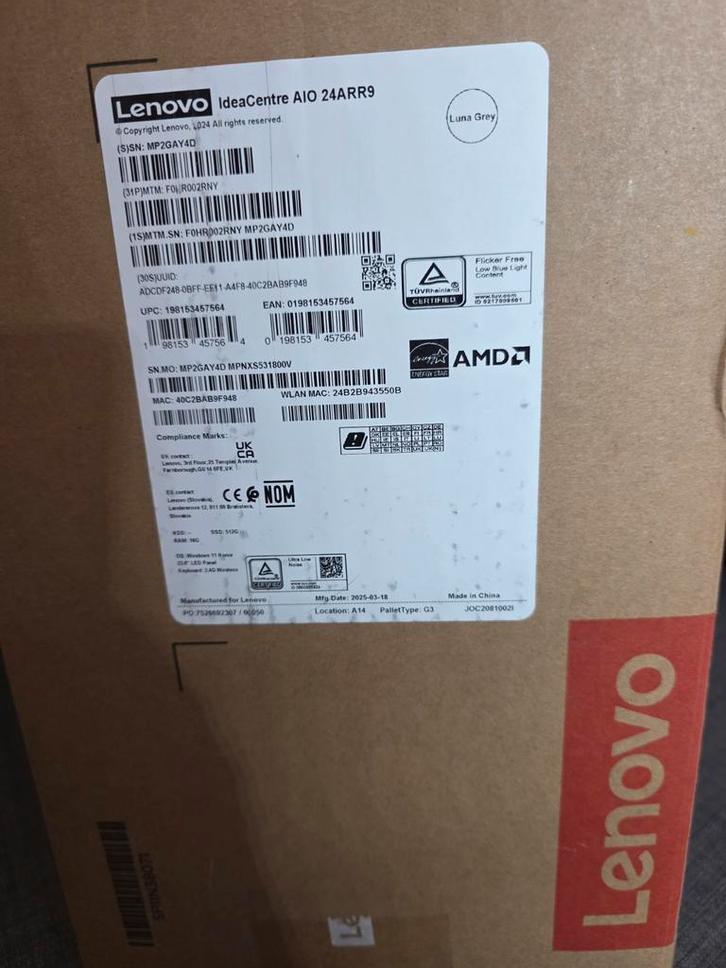 Lenovo IdeaCentre AIO 24ARR9, Computers en Software, Desktop Pc's, Nieuw, 3 tot 4 Ghz, SSD, 16 GB, Ophalen of Verzenden
