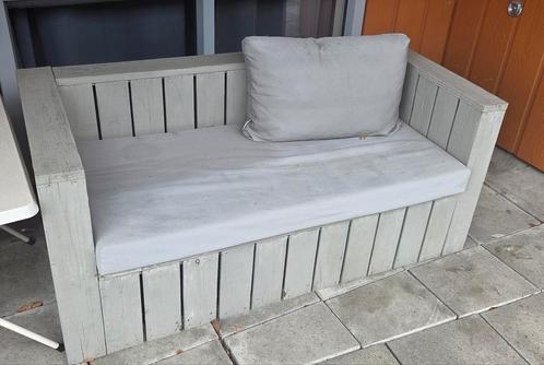 GRATIS AFHALEN: tuinbank loungebank hout lichtgrijs, Tuin en Terras, Tuinbanken, Gebruikt, Hout, Ophalen