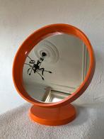 Zgan vintage spiegel 29 cm oranje make-up., Ophalen, Rond, Minder dan 50 cm, Minder dan 100 cm