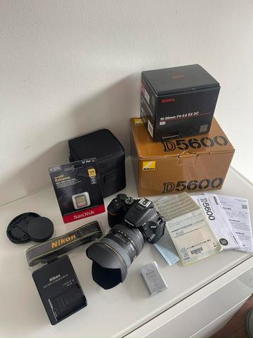 Nikon D5600 + Sigma 10-20mm + 128GB San Disk SD- kaart beschikbaar voor biedingen