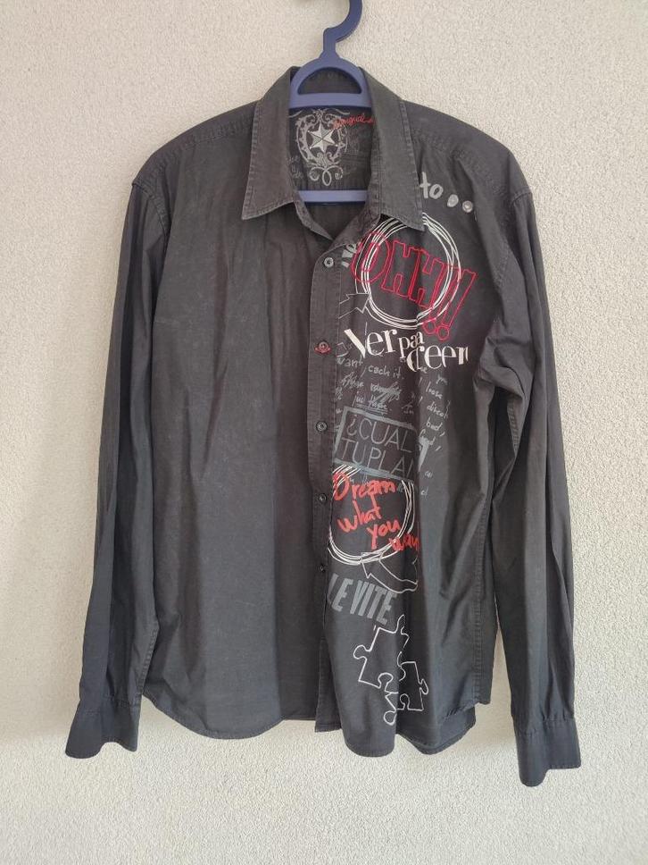 005. Desigual overhemd - Maat XL, Kleding | Heren, Overhemden, Zo goed als nieuw, Halswijdte 43/44 (XL), Zwart, Ophalen of Verzenden