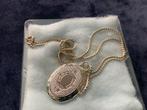 Verzilverde Medaillon Ketting, Ophalen of Verzenden, Zo goed als nieuw, Zilver, Met hanger