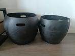 Set van 2 zwarte opbergmanden, Huis en Inrichting, Ophalen, Overige materialen, Mand, Rond