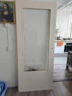 Binnen huisdeur met glas opdek deur met ruit rechts, Doe-het-zelf en Verbouw, Deuren en Horren, 80 tot 100 cm, Gebruikt, Glas